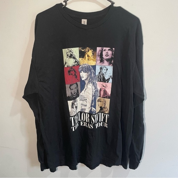 Taylor Swift The Eras Tour Black Long Sleeve Shirt Gilden XL Concert Tee - Picture 1 of 5